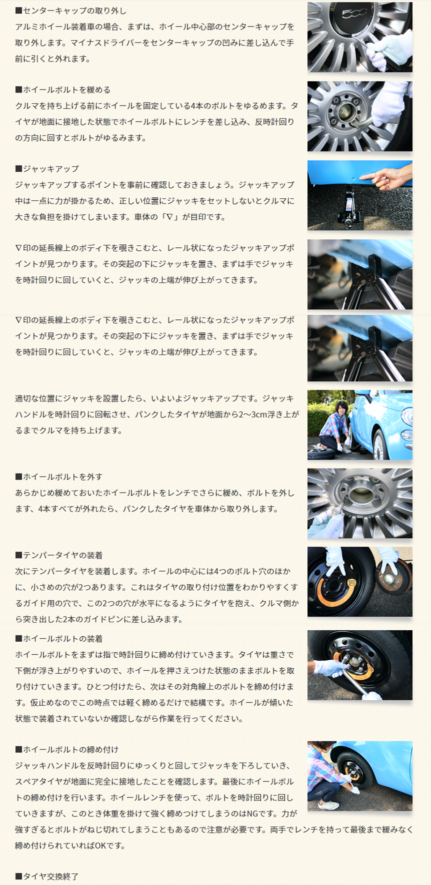 タイヤ履き替え方法